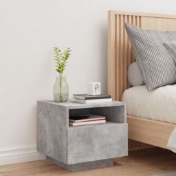 Berkfield Home Bedside Cabinet with LED Lights Concrete Grey 40x39x37 cm - Size: 40 x 39 x 37 cm - thumbnail 3