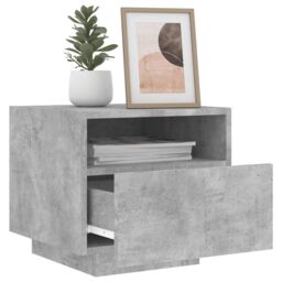 Berkfield Home Bedside Cabinet with LED Lights Concrete Grey 40x39x37 cm - Size: 40 x 39 x 37 cm - thumbnail 4