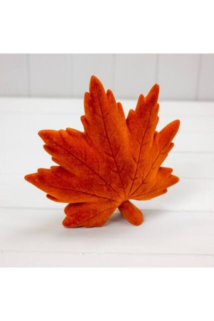 KDMD Burnt Orange flocked ceramic maple leaf - image 1