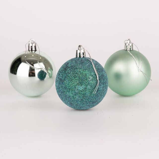 Shatchi 50mm/24Pcs Christmas Baubles Shatterproof Turquoise, Tree Decorations in Turquoise - image 1