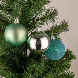 Shatchi 50mm/24Pcs Christmas Baubles Shatterproof Turquoise, Tree Decorations in Turquoise - thumbnail 2