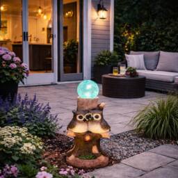 Gardenwize Solar Owl Crackle Ball Light with Colour Changing LED in Brown - thumbnail 6