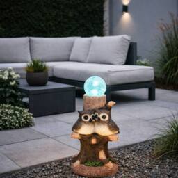 Gardenwize Solar Owl Crackle Ball Light with Colour Changing LED in Brown - thumbnail 2