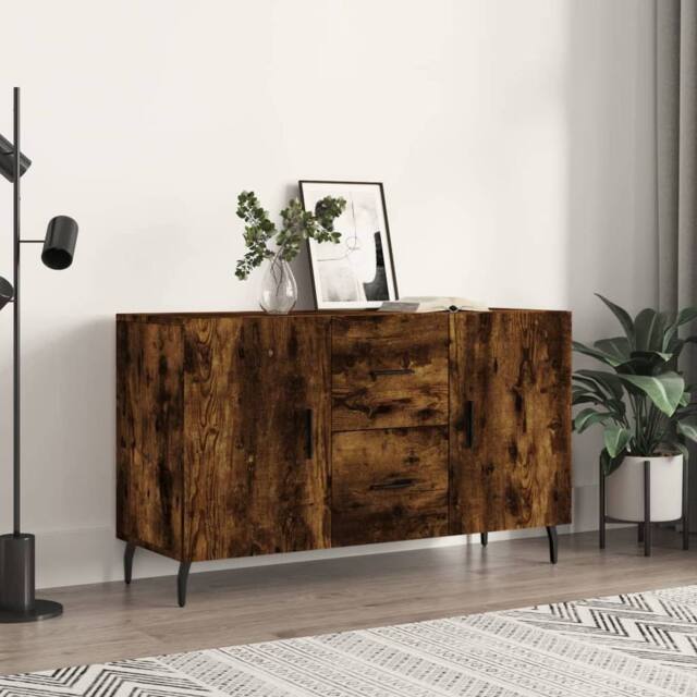 Berkfield Home Sideboard Smoked Oak 100x36x60 cm Engineered Wood in Brown - Size: 100 x 36 x 60 cm - image 1