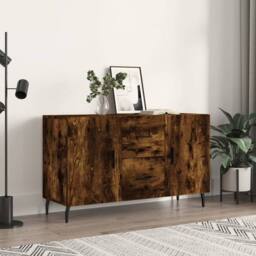 Berkfield Home Sideboard Smoked Oak 100x36x60 cm Engineered Wood in Brown - Size: 100 x 36 x 60 cm - thumbnail 1