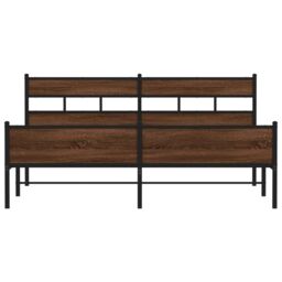 Berkfield Home Metal Bed Frame without Mattress Brown Oak 200x200 cm - thumbnail 4