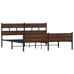 Berkfield Home Metal Bed Frame without Mattress Brown Oak 200x200 cm - thumbnail 3