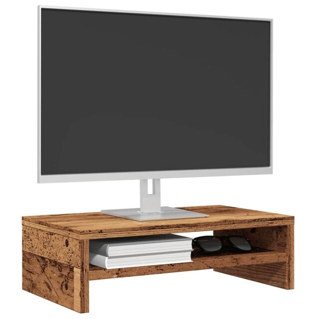 Berkfield Home Monitor Stand Old Wood 42x24x13 cm Engineered Wood in Brown - Size: 42 x 24 x 13 cm - image 1