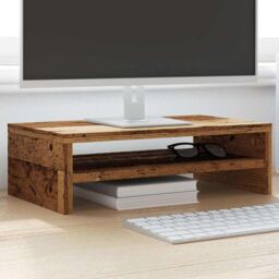 Berkfield Home Monitor Stand Old Wood 42x24x13 cm Engineered Wood in Brown - Size: 42 x 24 x 13 cm - thumbnail 4
