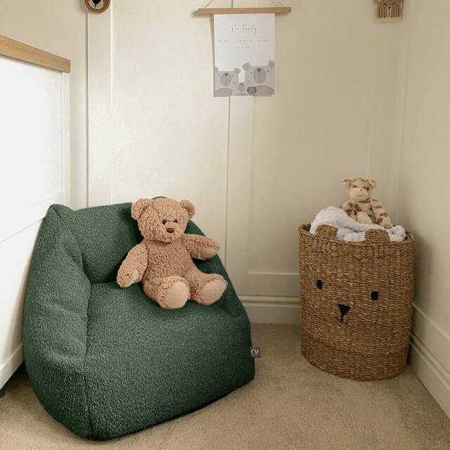 rucomfy Beanbags rucomfy Indoor Kids Bean Bag Chair - Snug Snuggle Seat in Dark Green - image 1