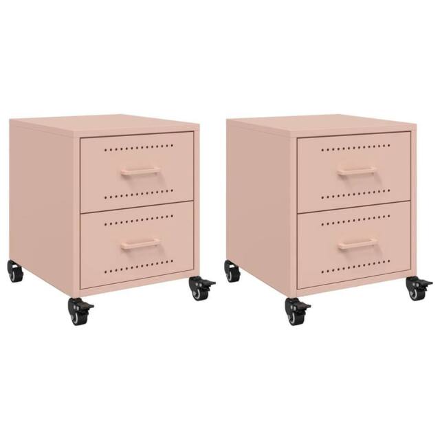 Berkfield Home Bedside Cabinets 2 pcs Pink 36x39x43.5 cm Steel - image 1