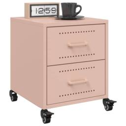 Berkfield Home Bedside Cabinets 2 pcs Pink 36x39x43.5 cm Steel - thumbnail 2