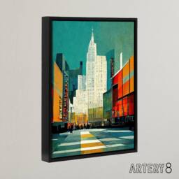 "Artery8 Broadway New York Abstract Cityscape Framed Canvas Wall Art Print - Size: W24"" x H32""" - thumbnail 2
