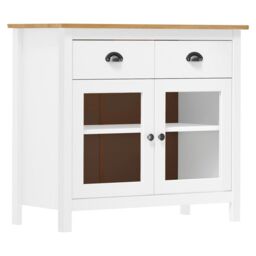 Berkfield Home Sideboard Hill White 90x40x80 cm Solid Pine Wood - Size: 90 x 40 x 80 cm - thumbnail 1