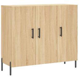 Berkfield Home Sideboard Sonoma Oak 90x34x80 cm Engineered Wood in Light Oak - Size: 90 x 34 x 80 cm - thumbnail 1