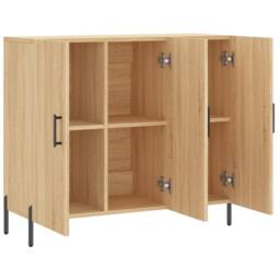 Berkfield Home Sideboard Sonoma Oak 90x34x80 cm Engineered Wood in Light Oak - Size: 90 x 34 x 80 cm - thumbnail 5
