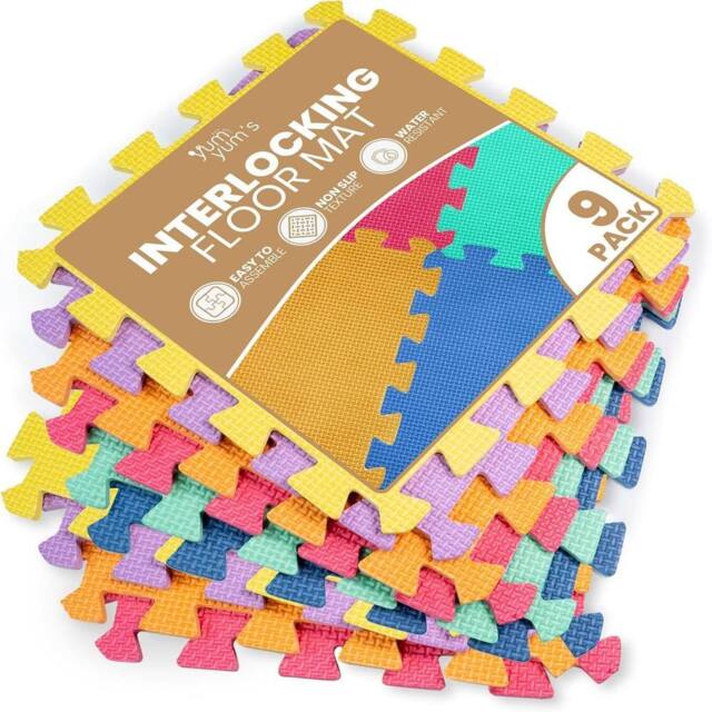 Yum Yums Yum Yum's Baby Play Mat - 9 Soft EVA Foam Interlocking Tiles for Indoor Play - image 1