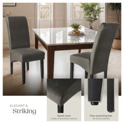 tectake Dining Chair Set Of 4 - Gray Marbled in Grey - Size: 4 Pack - thumbnail 4