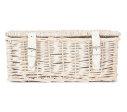 Red Hamper Wicker 35cm Empty Whitewash Picnic Basket Unlined in White - thumbnail 4