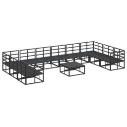 Berkfield Home Garden Sofa Set 11 pcs Black 70 x 70 x 32 cm Aluminium - thumbnail 6