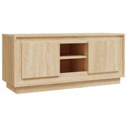 Berkfield Home TV Cabinet Sonoma Oak 102x35x45 cm Engineered Wood in Brown - Size: 102 x 35 x 45 cm - thumbnail 2