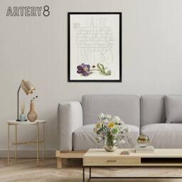 "Artery8 Ladybird & Wild Pansy Calligraphy Framed Canvas Wall Art Print in White - Size: W12"" x H16""" - thumbnail 3