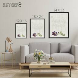 "Artery8 Ladybird & Wild Pansy Calligraphy Framed Canvas Wall Art Print in White - Size: W12"" x H16""" - thumbnail 4