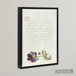 "Artery8 Ladybird & Wild Pansy Calligraphy Framed Canvas Wall Art Print in White - Size: W12"" x H16""" - thumbnail 2