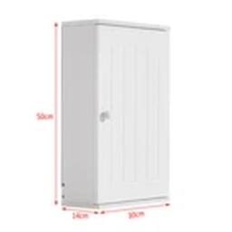 EONLION Bathroom Cabinet Wooden Single Door Storage Medicine Cupboard in White - thumbnail 2