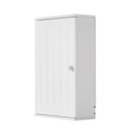 EONLION Bathroom Cabinet Wooden Single Door Storage Medicine Cupboard in White - thumbnail 1