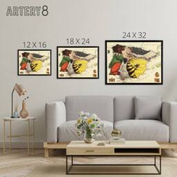 "Artery8 Lancaster 1869 Spain Portugal Pictorial Map Framed Canvas Wall Art Print - Size: W18"" x H24""" - thumbnail 4