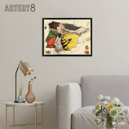 "Artery8 Lancaster 1869 Spain Portugal Pictorial Map Framed Canvas Wall Art Print - Size: W18"" x H24""" - thumbnail 3