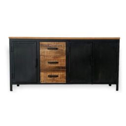 Jaipur Furniture Ltd Induse Large Sideboard - Mango Wood/Iron - L42 x W160 x H78 cm - PP Sawn Finish in Black - thumbnail 6