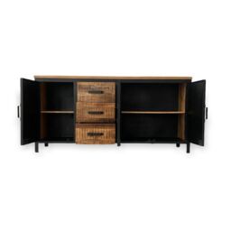 Jaipur Furniture Ltd Induse Large Sideboard - Mango Wood/Iron - L42 x W160 x H78 cm - PP Sawn Finish in Black - thumbnail 3