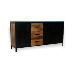 Jaipur Furniture Ltd Induse Large Sideboard - Mango Wood/Iron - L42 x W160 x H78 cm - PP Sawn Finish in Black