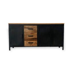 Jaipur Furniture Ltd Induse Large Sideboard - Mango Wood/Iron - L42 x W160 x H78 cm - PP Sawn Finish in Black - thumbnail 2