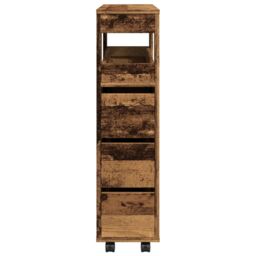 Berkfield Home Narrow Bathroom Cabinet with Wheels Old Wood Engineered Wood in Brown - thumbnail 5