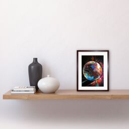 "Artery8 Wall Art Print Disco Ball Music Night Reflections Modern Spray Paint Painting Artwork Framed 9X7 Inch in Brown - Size: W7"" x H9""" - thumbnail 2