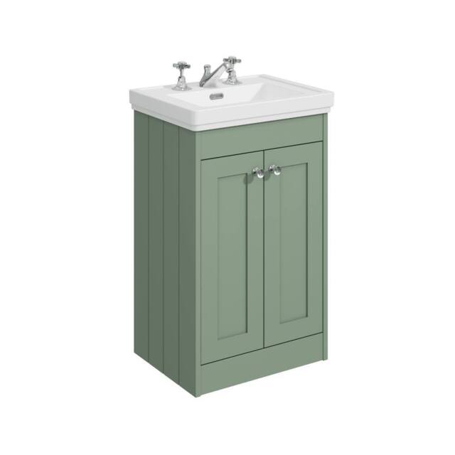 Balterley 500mm Floor Standing 2 Door Unit with Basin 3 Tap Hole - Satin Green - image 1