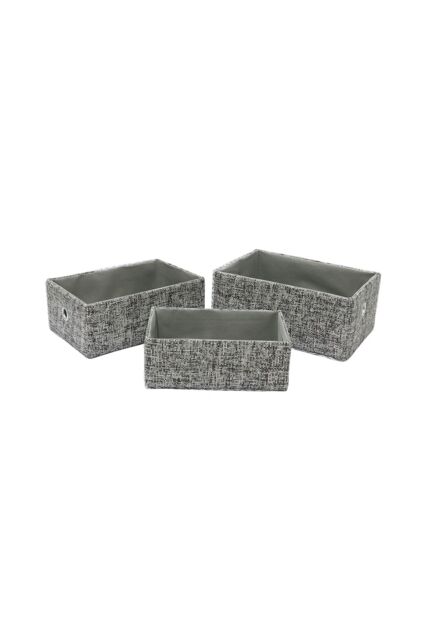 JVL Urban Set of 3 Rectangle Paper Storage Baskets in Grey - image 1
