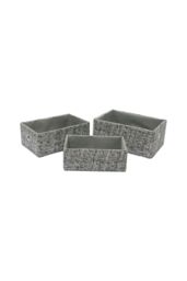 JVL Urban Set of 3 Rectangle Paper Storage Baskets in Grey - thumbnail 1