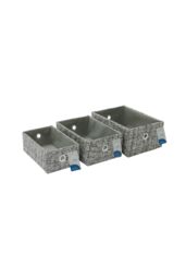 JVL Urban Set of 3 Rectangle Paper Storage Baskets in Grey - thumbnail 6