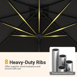 Costway Outdoor Umbrella Patio Offset Umbrella w/ 362° Rotation & Base in Black - thumbnail 8