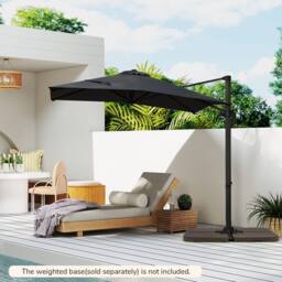 Costway Outdoor Umbrella Patio Offset Umbrella w/ 362° Rotation & Base in Black - thumbnail 6