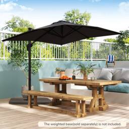 Costway Outdoor Umbrella Patio Offset Umbrella w/ 362° Rotation & Base in Black - thumbnail 3