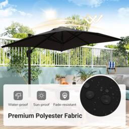 Costway Outdoor Umbrella Patio Offset Umbrella w/ 362° Rotation & Base in Black - thumbnail 7