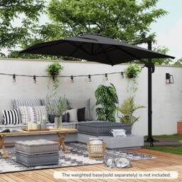 Costway Outdoor Umbrella Patio Offset Umbrella w/ 362° Rotation & Base in Black - thumbnail 5