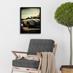 "Artery8 Wall Art Print Classic Sports Car Cinematic Beauty Shot Nostalgic Art Framed in Black - Size: W12"" x H16""" - thumbnail 2