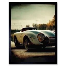 "Artery8 Wall Art Print Classic Sports Car Cinematic Beauty Shot Nostalgic Art Framed in Black - Size: W12"" x H16""" - thumbnail 1
