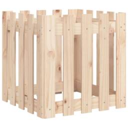Berkfield Home Garden Planter with Fence Design 50x50x50 cm Solid Wood Pine in Light Tan - Size: 50 x 50 x 50 cm - thumbnail 1
